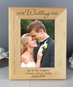 Personalised ‘Our Wedding Day’ 5×7 Wooden Photo Frame