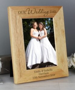 Personalised ‘Our Wedding Day’ 5×7 Wooden Photo Frame
