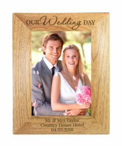 Personalised ‘Our Wedding Day’ 5×7 Wooden Photo Frame