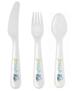 Personalised Patchwork Train 3 Piece Plastic Cutlery Set