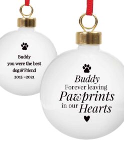 Personalised Paw prints Memorial Bauble