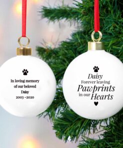 Personalised Paw prints Memorial Bauble