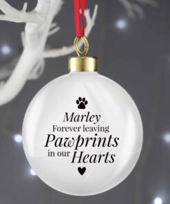 Personalised Pawprints Memorial Bauble