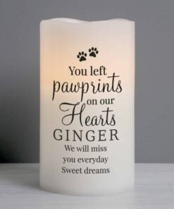 Personalised Pawprints On Our Hearts LED Candle
