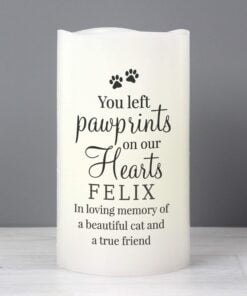 Personalised Pawprints On Our Hearts LED Candle