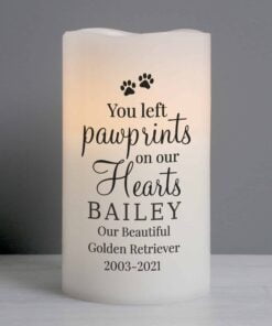 Personalised Pawprints On Our Hearts LED Candle