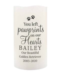 Personalised Pawprints On Our Hearts LED Candle