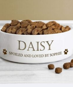 Personalised Paws 14cm Medium White Pet Bowl