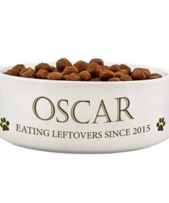 Personalised Paws 14cm Medium White Pet Bowl