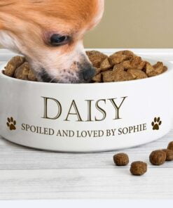 Personalised Paws 14cm Medium White Pet Bowl