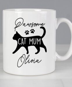 Personalised Pawsome Cat Mum Mug