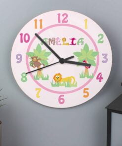 Personalised Pink Animal Alphabet Clock
