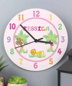 Personalised Pink Animal Alphabet Clock
