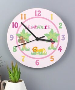 Personalised Pink Animal Alphabet Clock