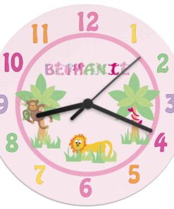 Personalised Pink Animal Alphabet Clock