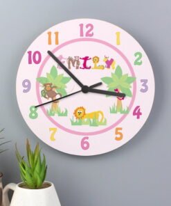 Personalised Pink Animal Alphabet Clock