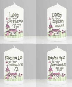 Personalised Pink Church Pillar Candle