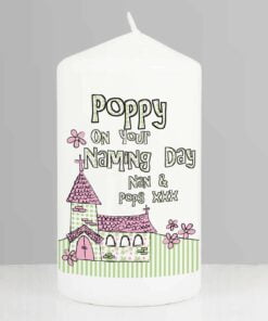 Personalised Pink Church Pillar Candle