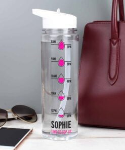 Personalised Pink ‘Hydration Tracker’ Island Water Bottle