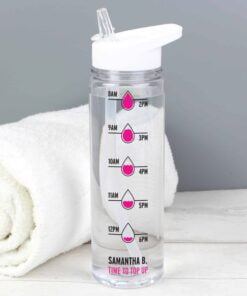 Personalised Pink ‘Hydration Tracker’ Island Water Bottle