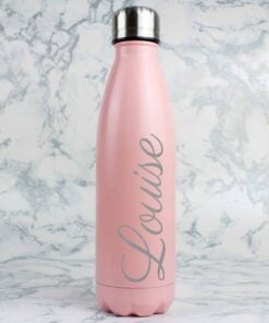 Personalised Pink Metal Insulated Drinks Bottle