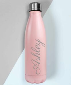 Personalised Pink Metal Insulated Drinks Bottle