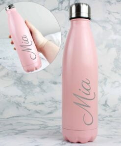 Personalised Pink Metal Insulated Drinks Bottle