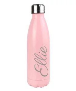 Personalised Pink Metal Insulated Drinks Bottle