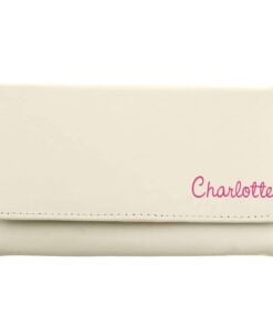 Personalised Pink Name Cream Leather Purse