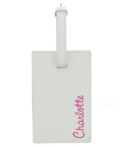 Personalised Pink Name Cream Luggage Tag