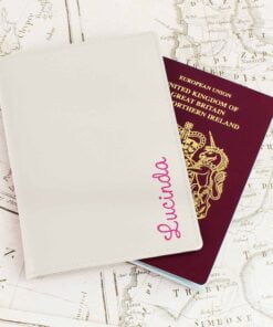 Personalised Pink Name Island Cream Passport Holder