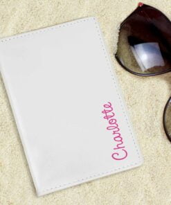 Personalised Pink Name Island Cream Passport Holder