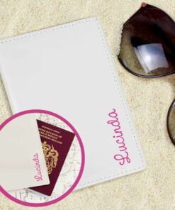 Personalised Pink Name Island Cream Passport Holder