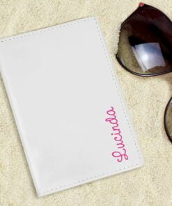 Personalised Pink Name Island Cream Passport Holder