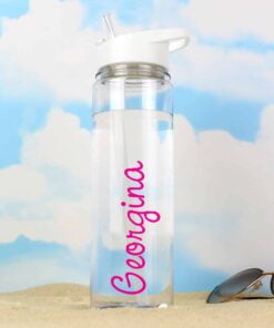 Personalised Pink Name Island Water Bottle