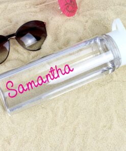 Personalised Pink Name Island Water Bottle