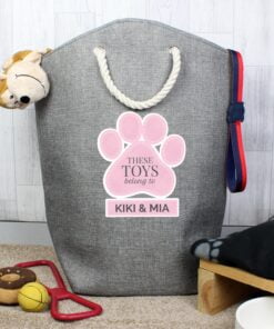 Personalised Pink Paw Print Storage Bag