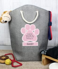 Personalised Pink Paw Print Storage Bag
