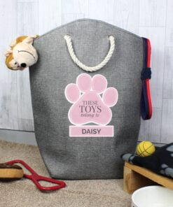 Personalised Pink Paw Print Storage Bag