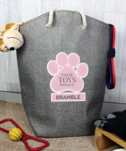 Personalised Pink Paw Print Storage Bag