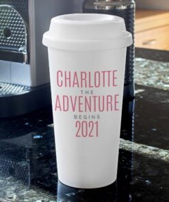 Personalised Pink Text Slogan Insulated Eco Travel Cup