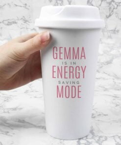 Personalised Pink Text Slogan Insulated Eco Travel Cup