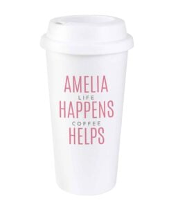 Personalised Pink Text Slogan Insulated Eco Travel Cup