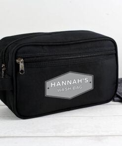 Personalised Plaque Black Vanity Bag