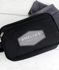 Personalised Plaque Black Vanity Bag