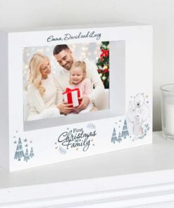 Personalised Polar Bear ‘1st Christmas As A Family’ 7×5 Box Photo Frame