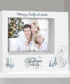 Personalised Polar Bear ‘1st Christmas As A Family’ 7×5 Box Photo Frame