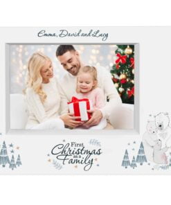 Personalised Polar Bear ‘1st Christmas As A Family’ 7×5 Box Photo Frame