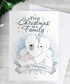 Personalised Polar Bear ‘1st Christmas As A Family’ Card