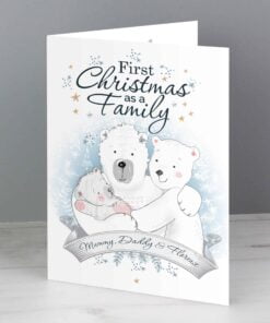 Personalised Polar Bear ‘1st Christmas As A Family’ Card